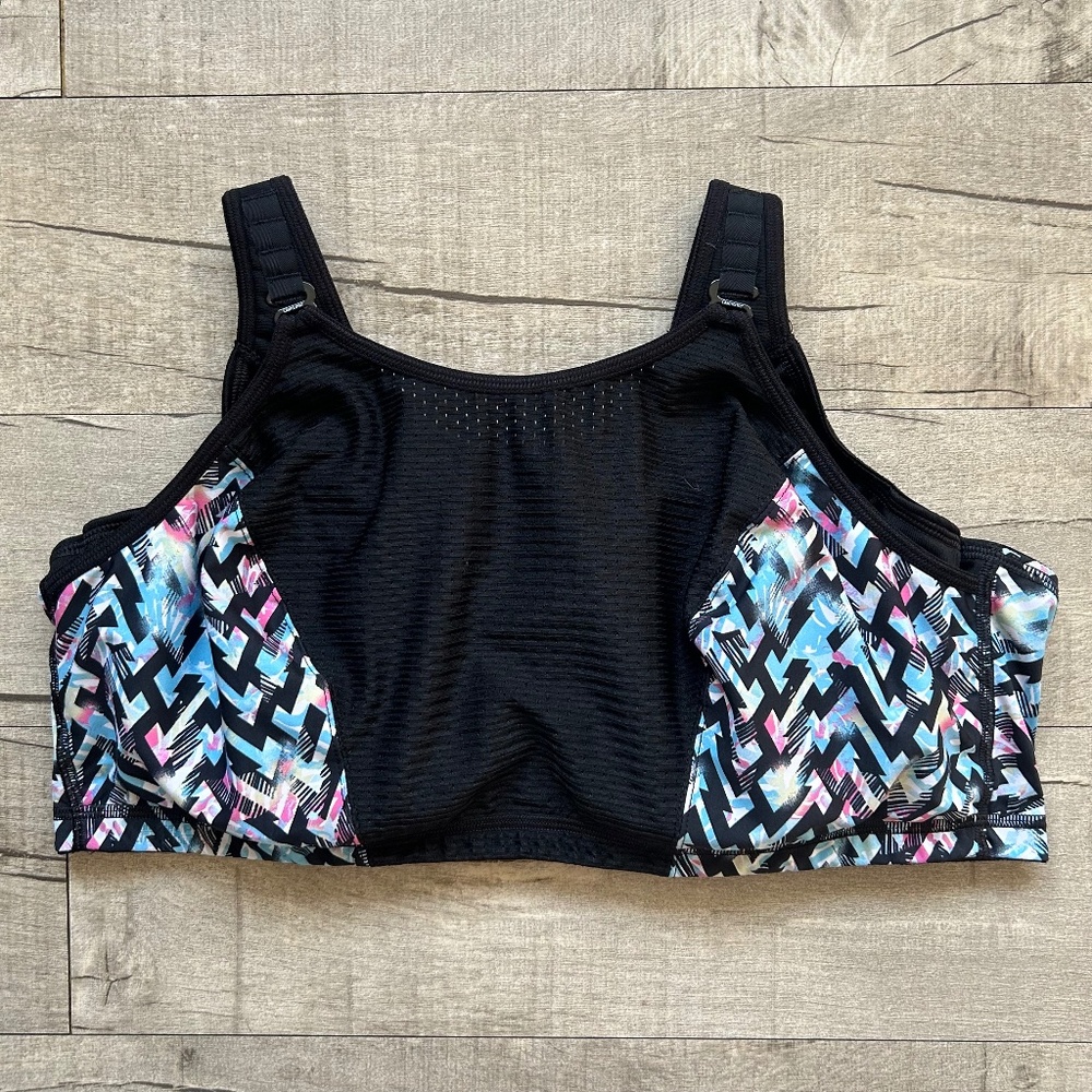 Glamorise Elite Performance Adjustable WonderWire Chevron Neon Sports Bra 46F